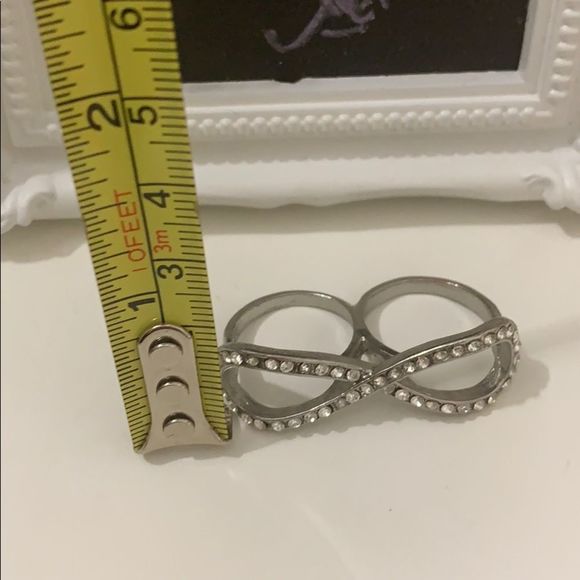 Silver cz double infinity ring - Picture 5 of 5